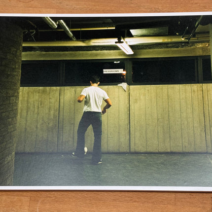 Robbie Williams - exhibition print foam mounted - playing football backstage in Germany