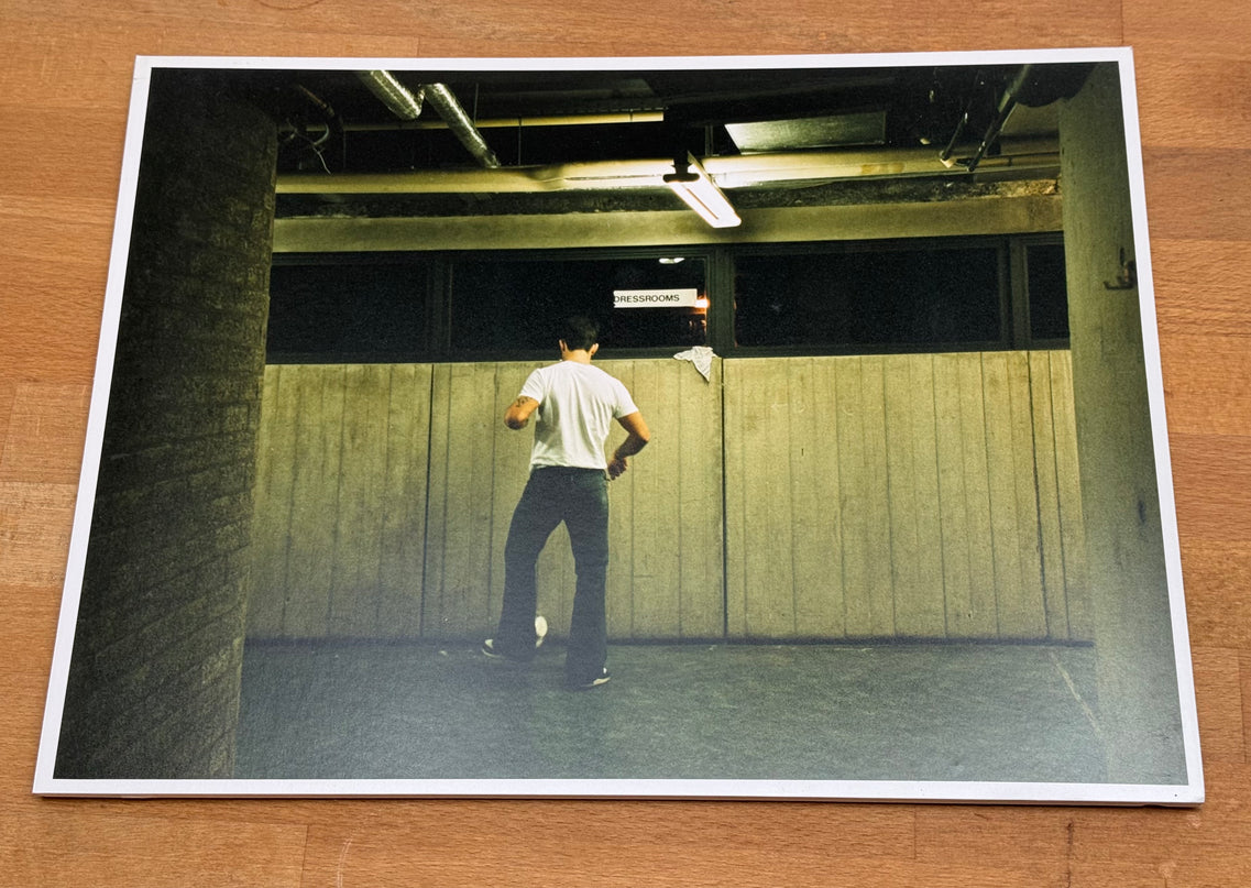 Robbie Williams - exhibition print foam mounted - playing football backstage in Germany