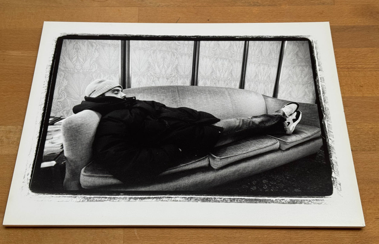 Robbie Williams - exhibition print foam mounted - sleeping backstage