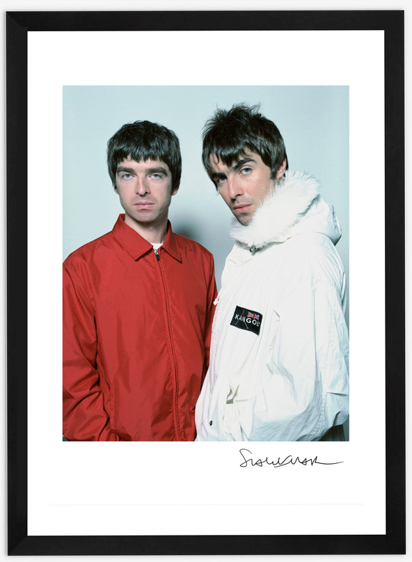 Framed Noel and Liam Gallagher A4 Print - Scarlet Page - shop